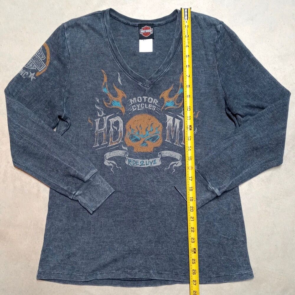 Harley-Davidson Waffle V-Neck Shirt Size XL Winston-Salem NC Top Weave Thermal - Picture 8 of 9